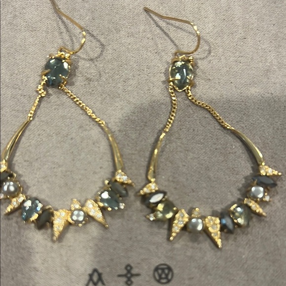 Alexis Bittar Gold and Silver Hoop Earrings with Crystal Embellishments - Picture 2 of 3